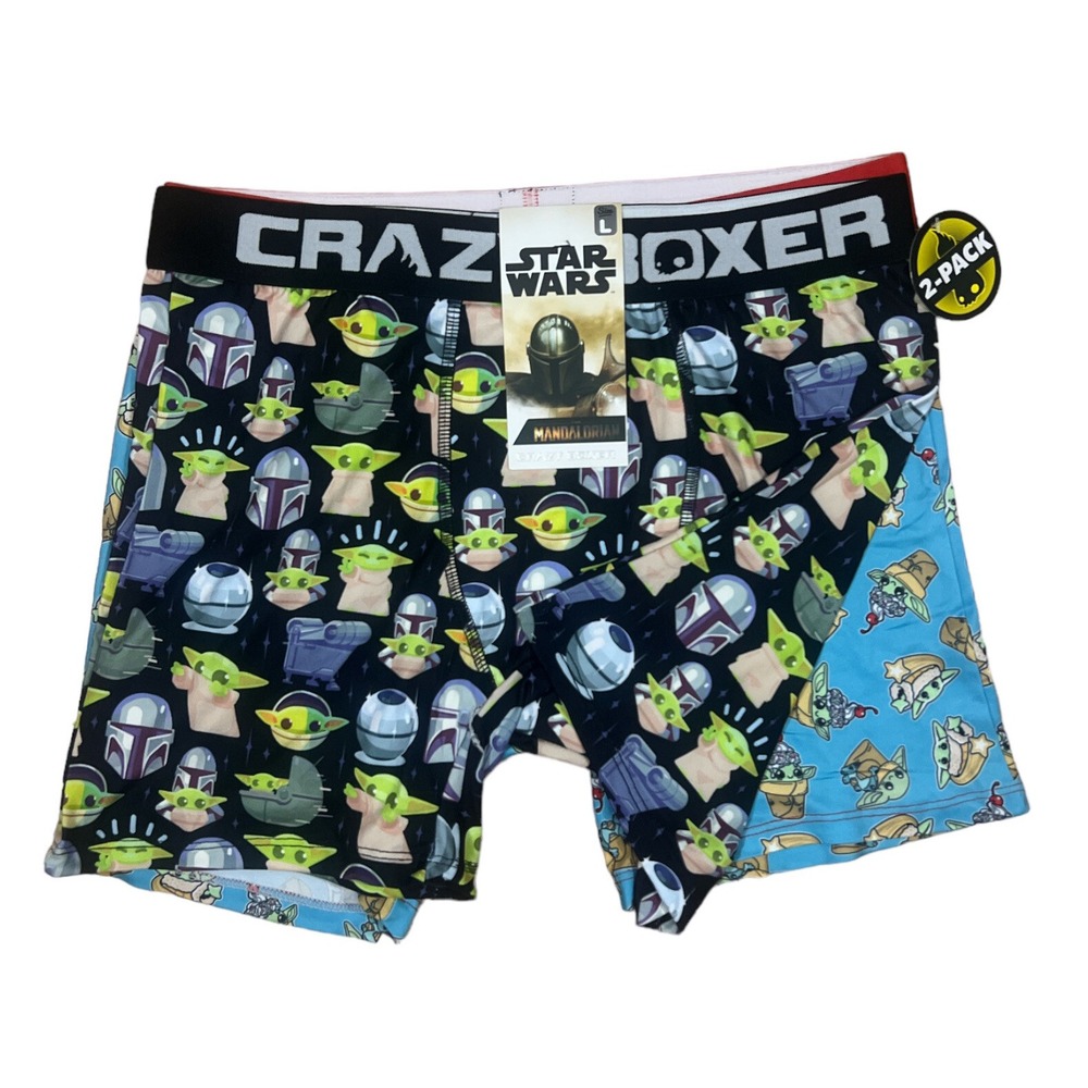 Crazy Boxer Briefs Star Wars Mandalorian Men's Large Baby Retro Comic 2PK NWT